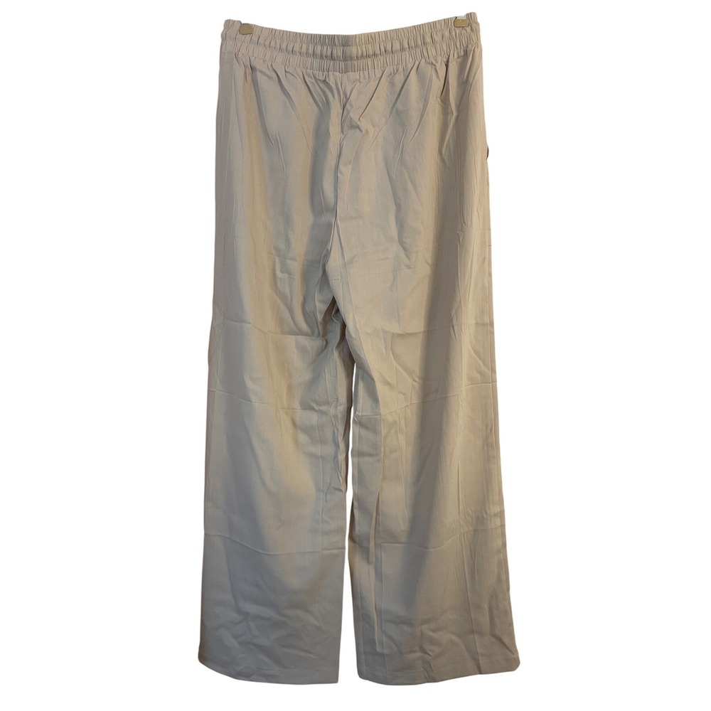 FireSwan Beige Linen Blend Wide Leg Drawstring Pants Large‎ NWT Summer Coastal - Picture 3 of 4